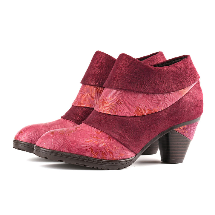 Handmade Floral Embossed Ankle Boots