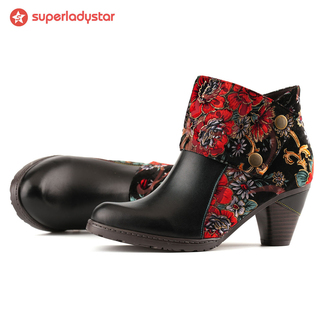 Retro Handmade Radiant Pattern Ankle Boots