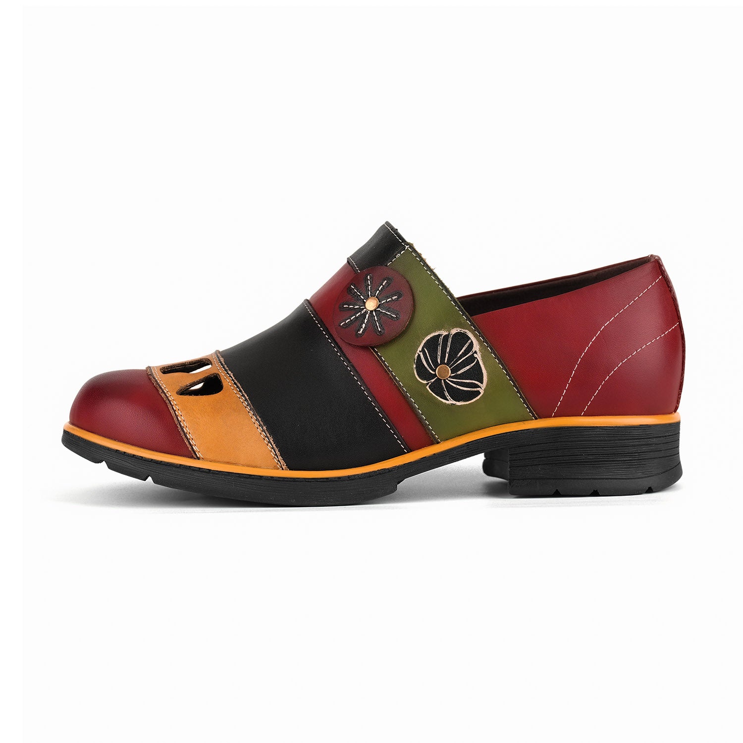 Floral Color-Block Loafers Flats
