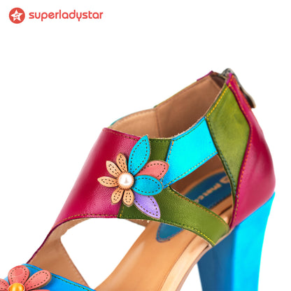 Lebendiger Sommer Regenbogenblüte Sandalen (Vorbestellung)