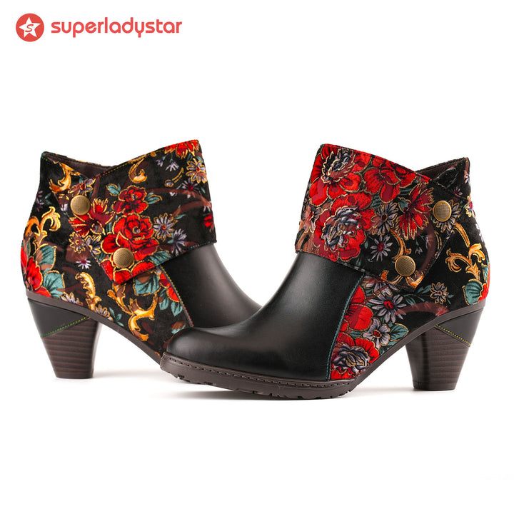 Retro Handmade Radiant Pattern Ankle Boots