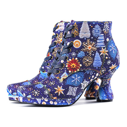 Christmas Artisan Crafted Enchant Leather Ankle Boots