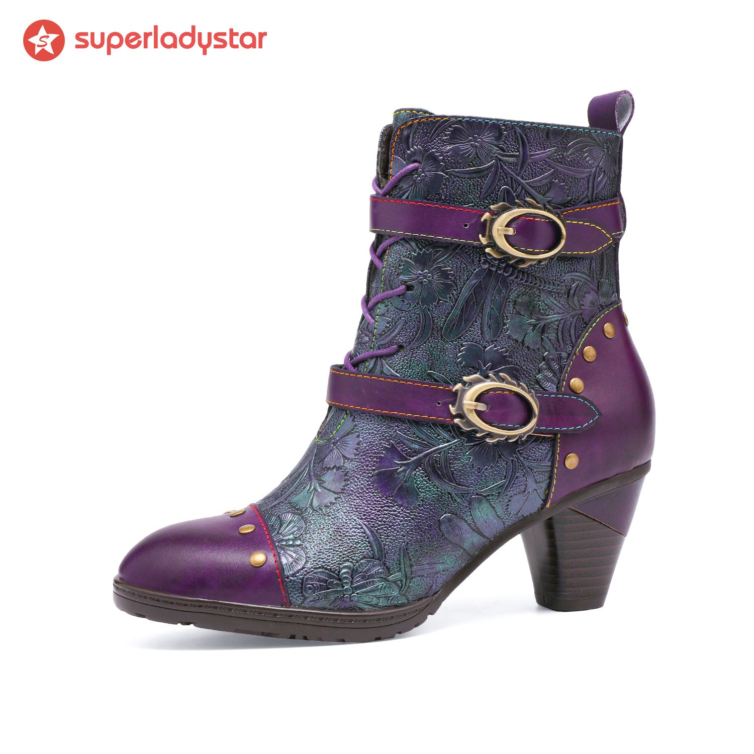 Retro Painted Genuine Leather Ankle Boots