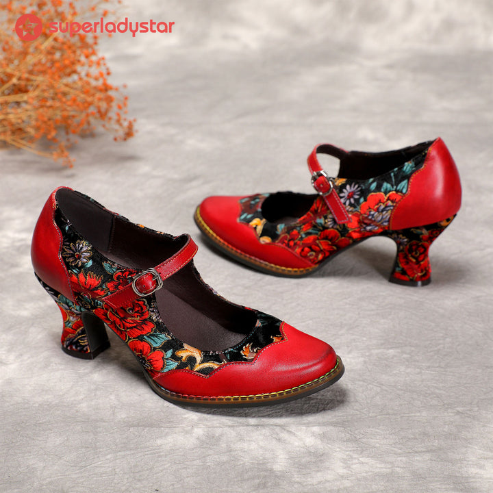 Retro Handmade Floral Elegant Pumps