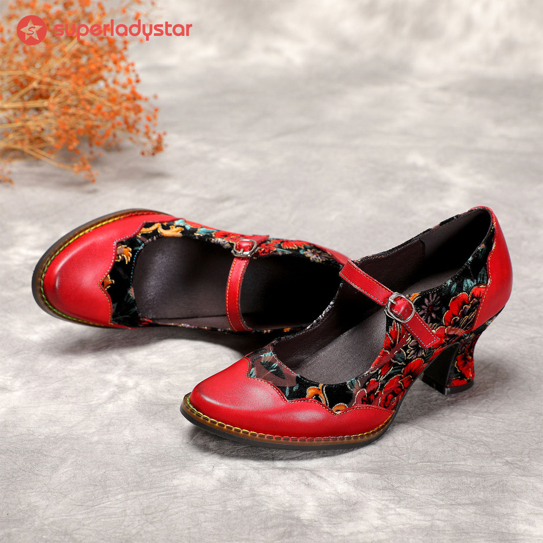 Retro Handmade Floral Elegant Pumps