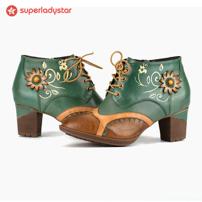 Elegant Vintage Embossed Lace-up Shoes