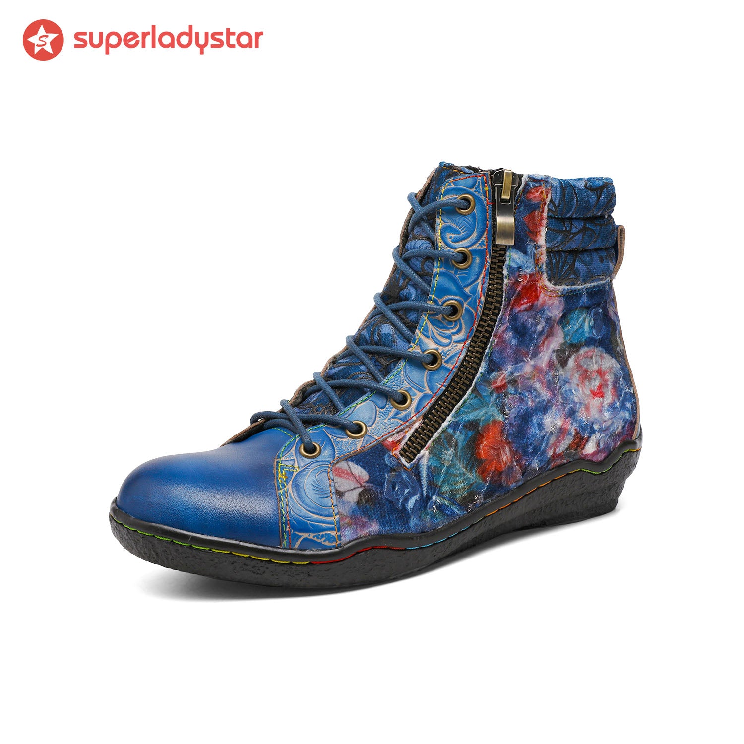 Handcrafted Vintage Stylish Comfort Printed Walking Boots