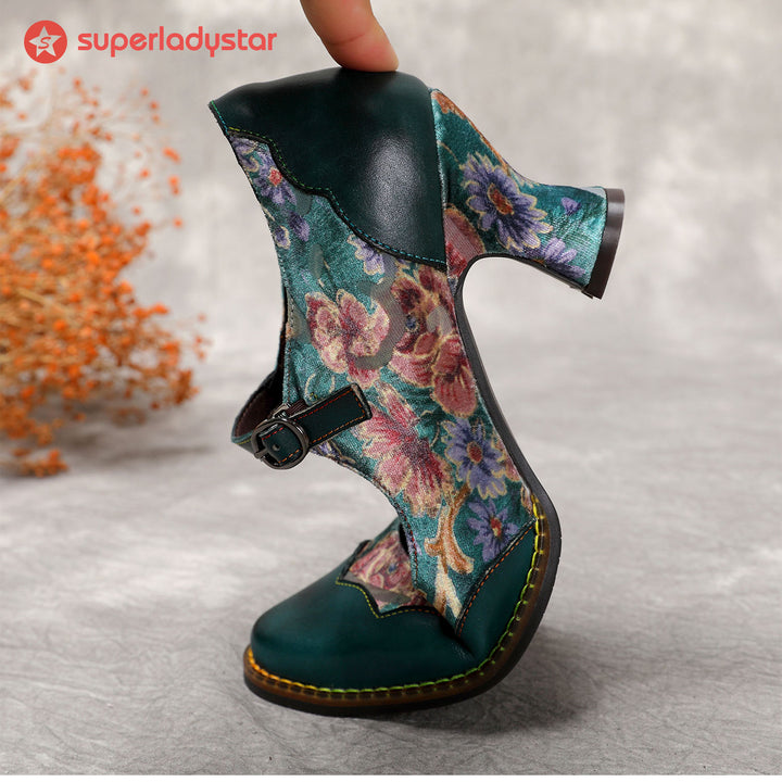 Retro Handmade Floral Elegant Pumps