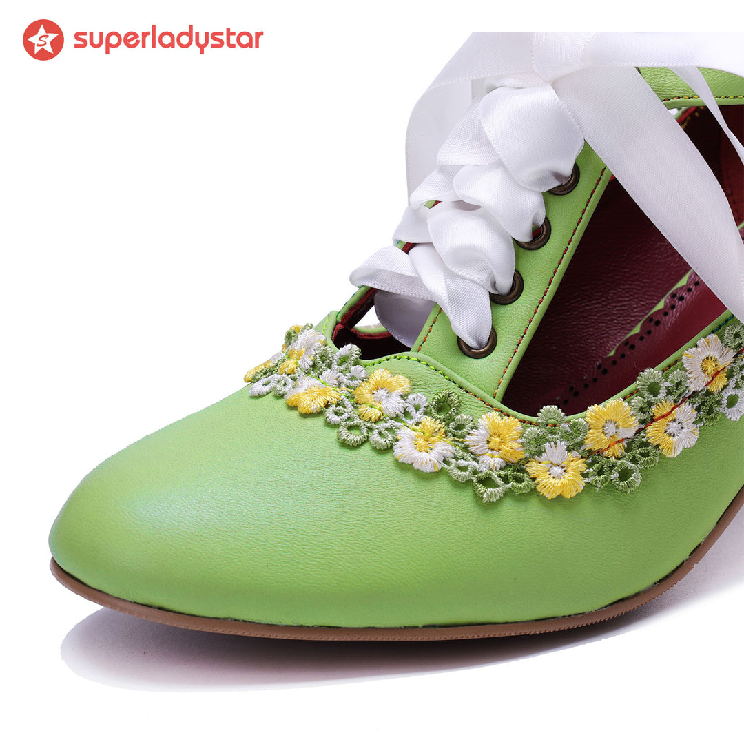 Bombas vintage floral de Spring Daisy