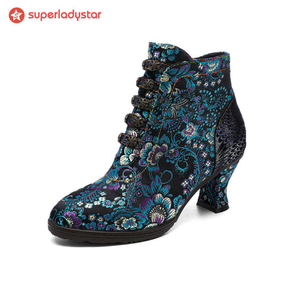 Retro Handmade Radiant Pattern Ankle Boots