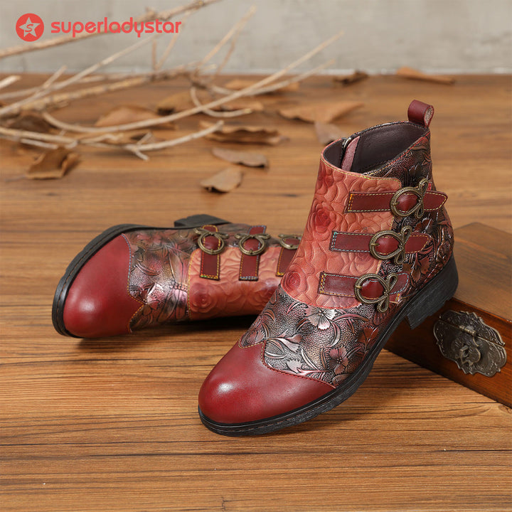 Genuine Leather Hand Painted Boots