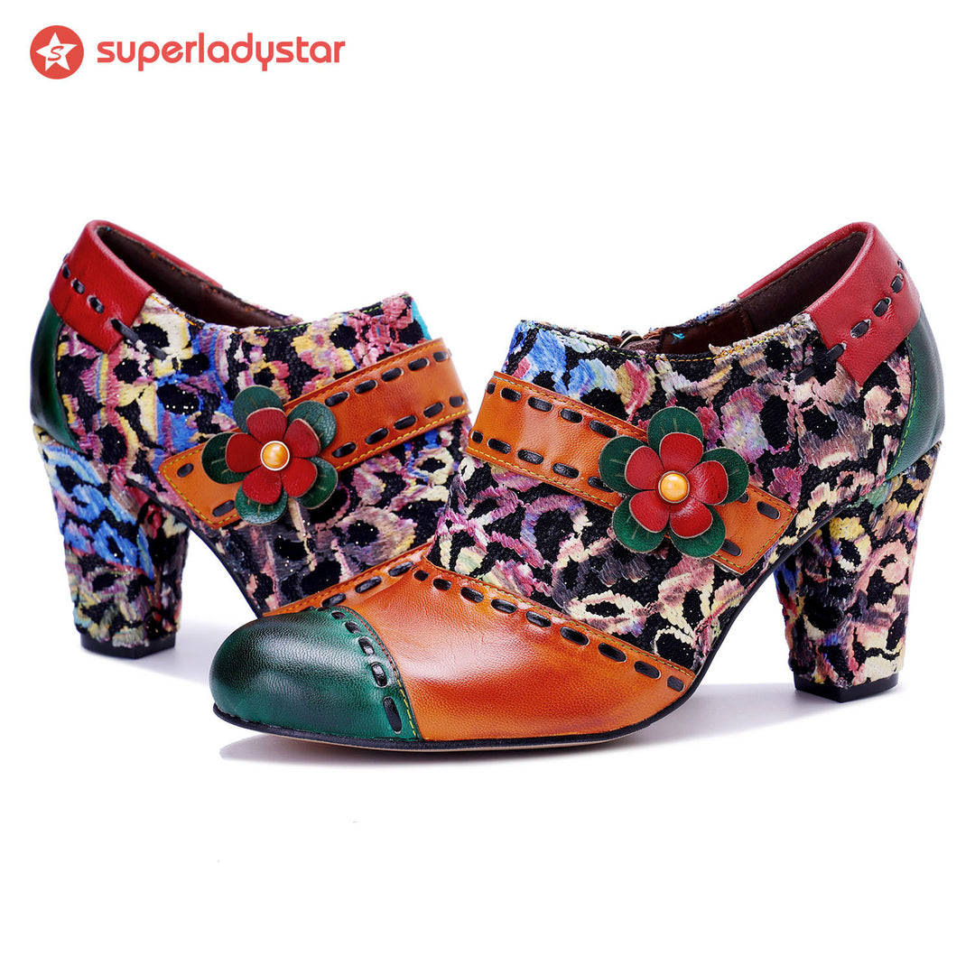 Vintage Handcrafted Colorful Graffiti Pumps