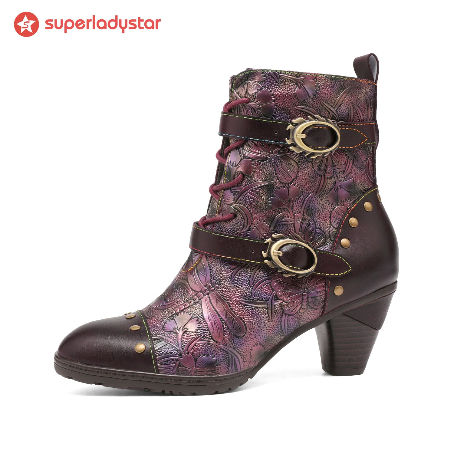 Retro Painted Genuine Leather Ankle Boots