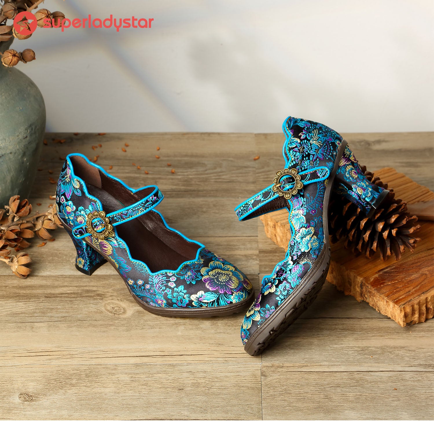 Retro Handmade Embroidered Pumps