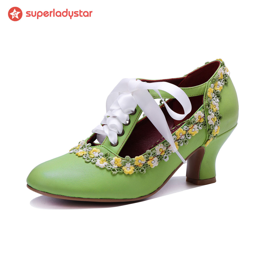 Bombas vintage floral de Spring Daisy