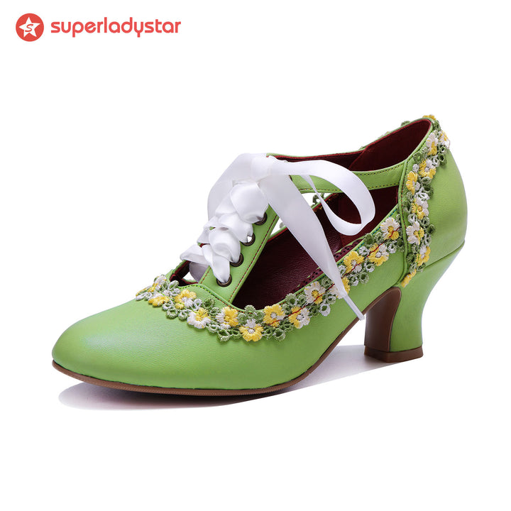Bombas vintage floral de Spring Daisy