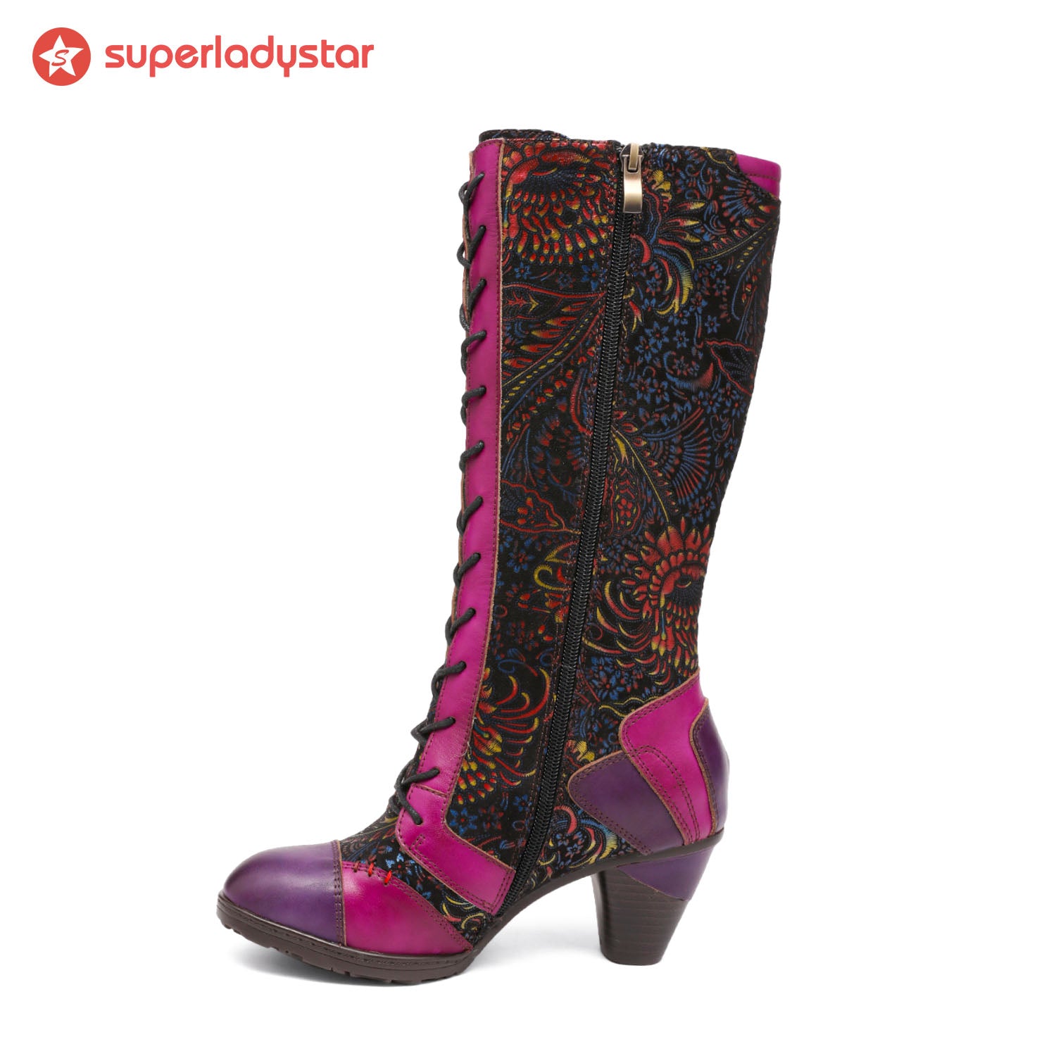 Retro handgefertigte Leder -Patchwork -Stiefel