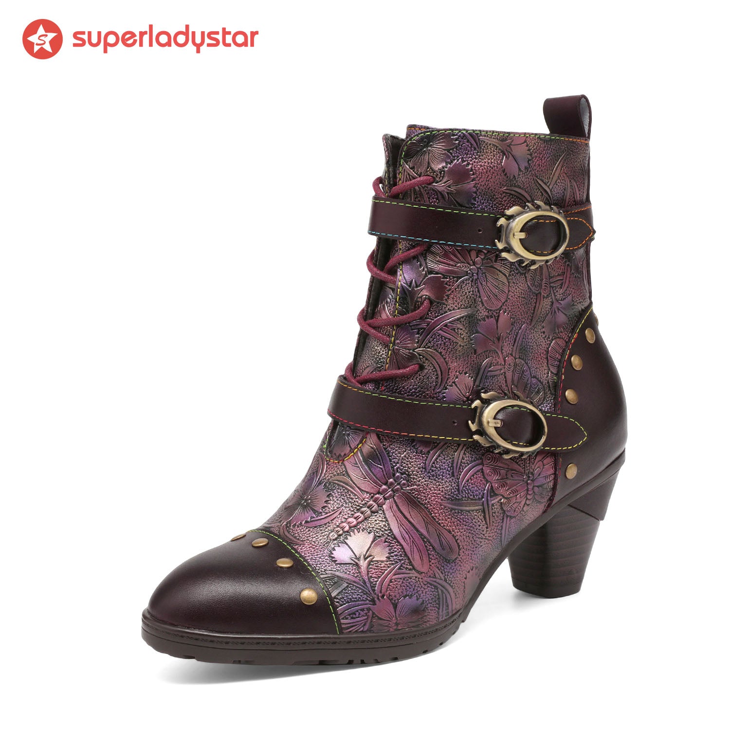 Retro Painted Genuine Leather Ankle Boots