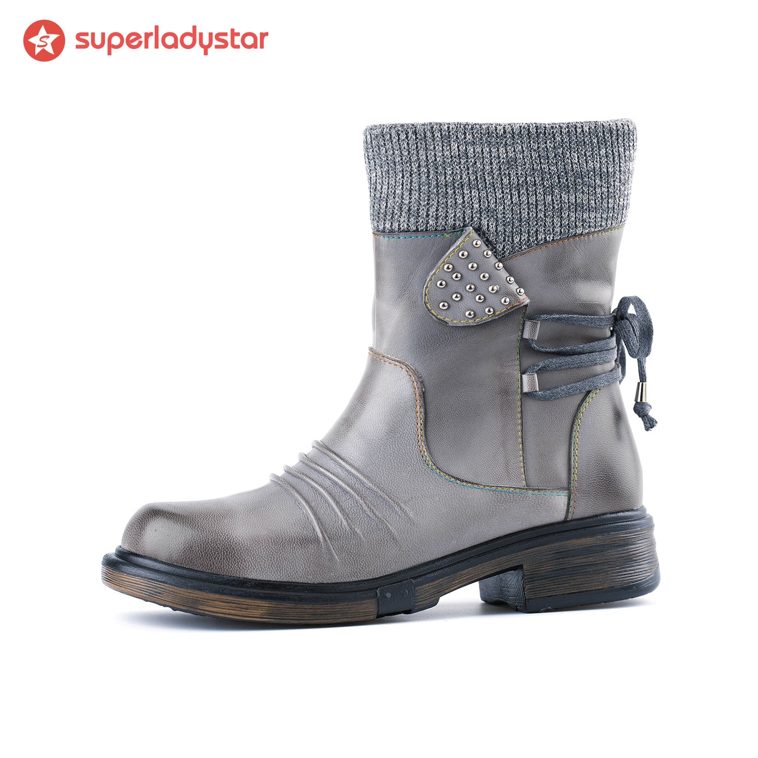 Botas de inverno de malha aconchegante com zíper lateral