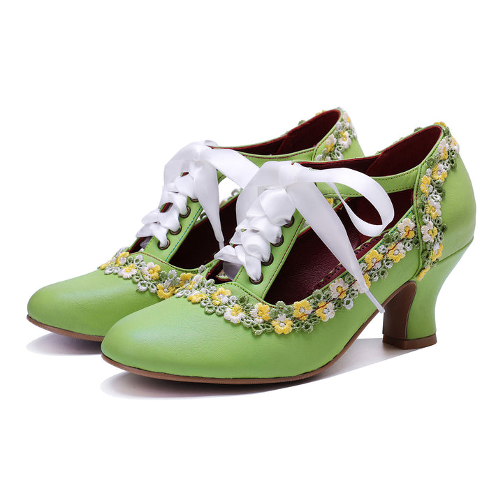 Bombas vintage floral de Spring Daisy