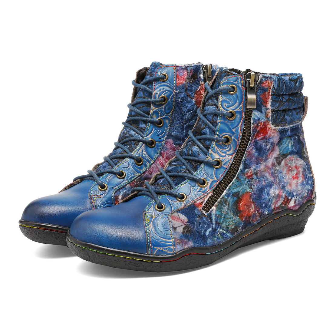 Handcrafted Vintage Stylish Comfort Printed Walking Boots