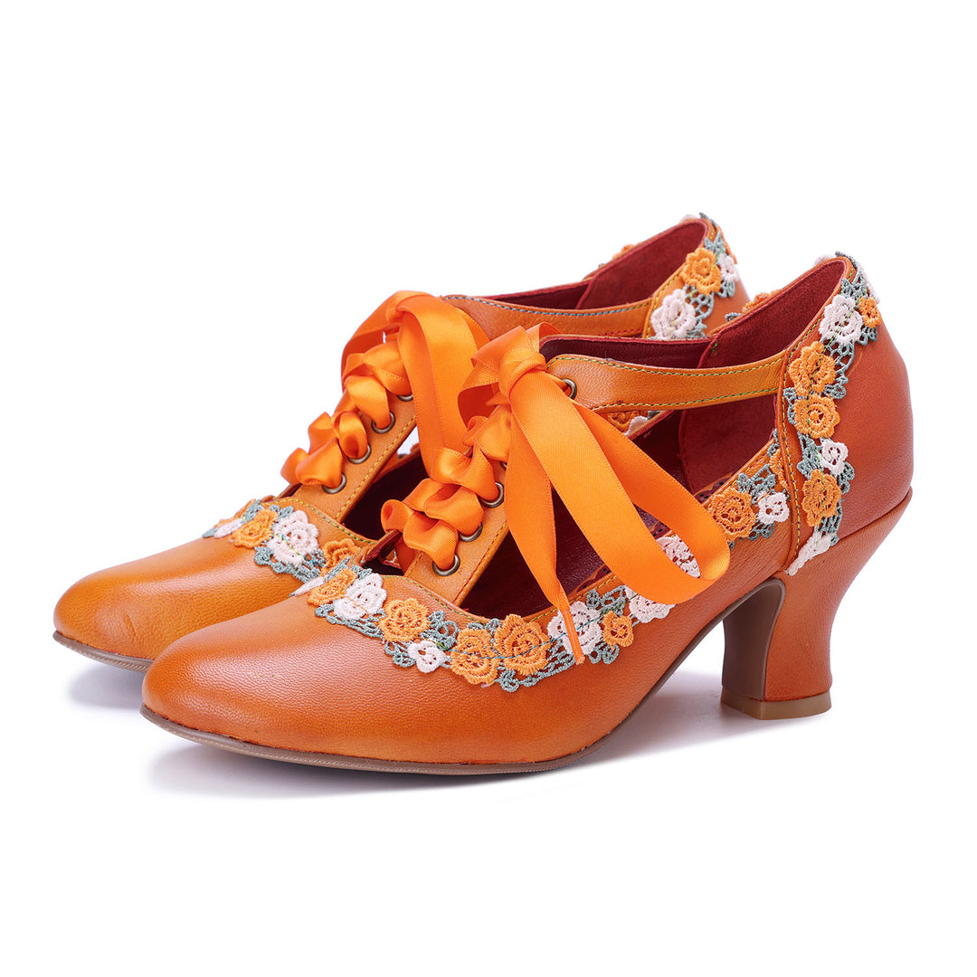 Bombas vintage floral de Spring Daisy