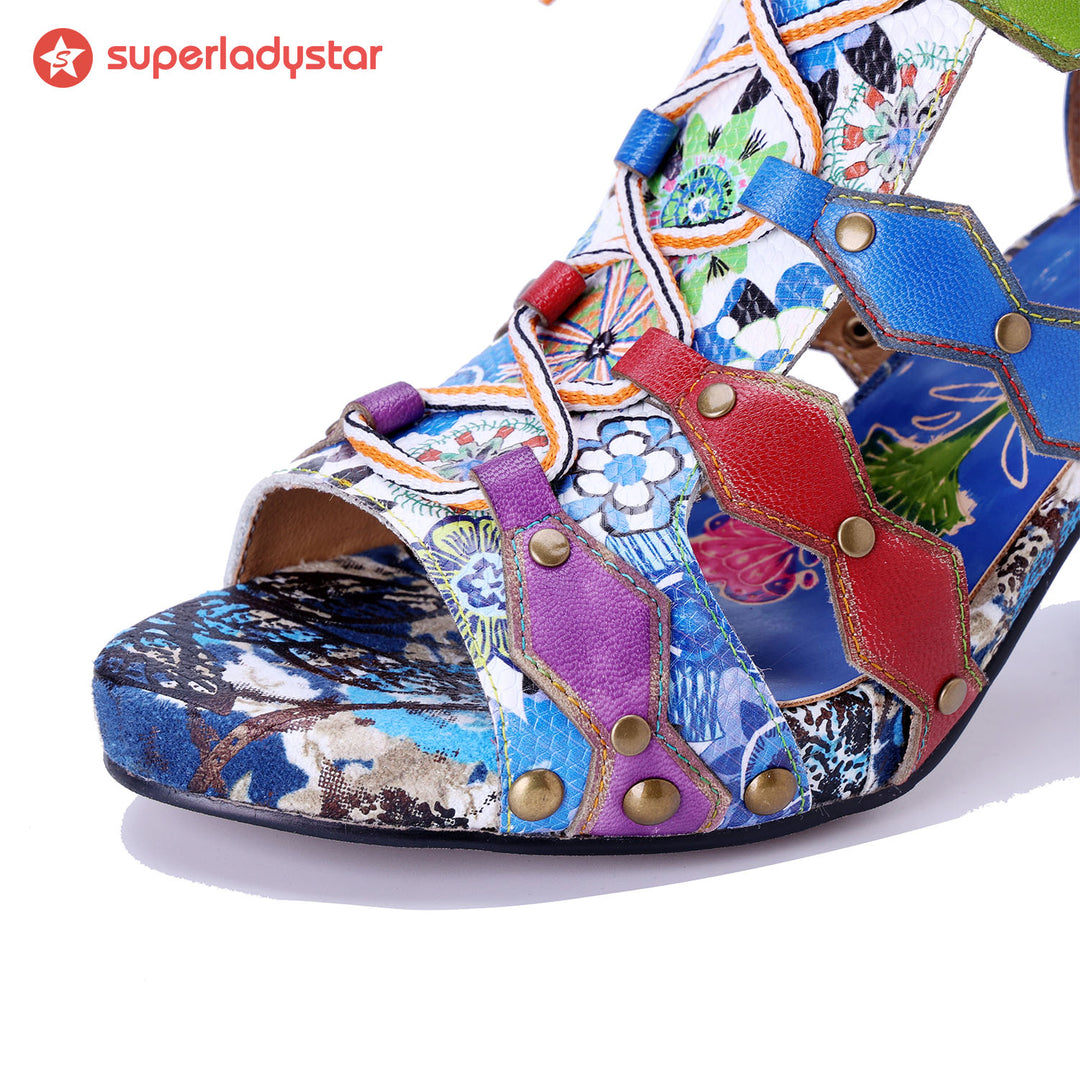 Sandales d'art mosaïque colorées