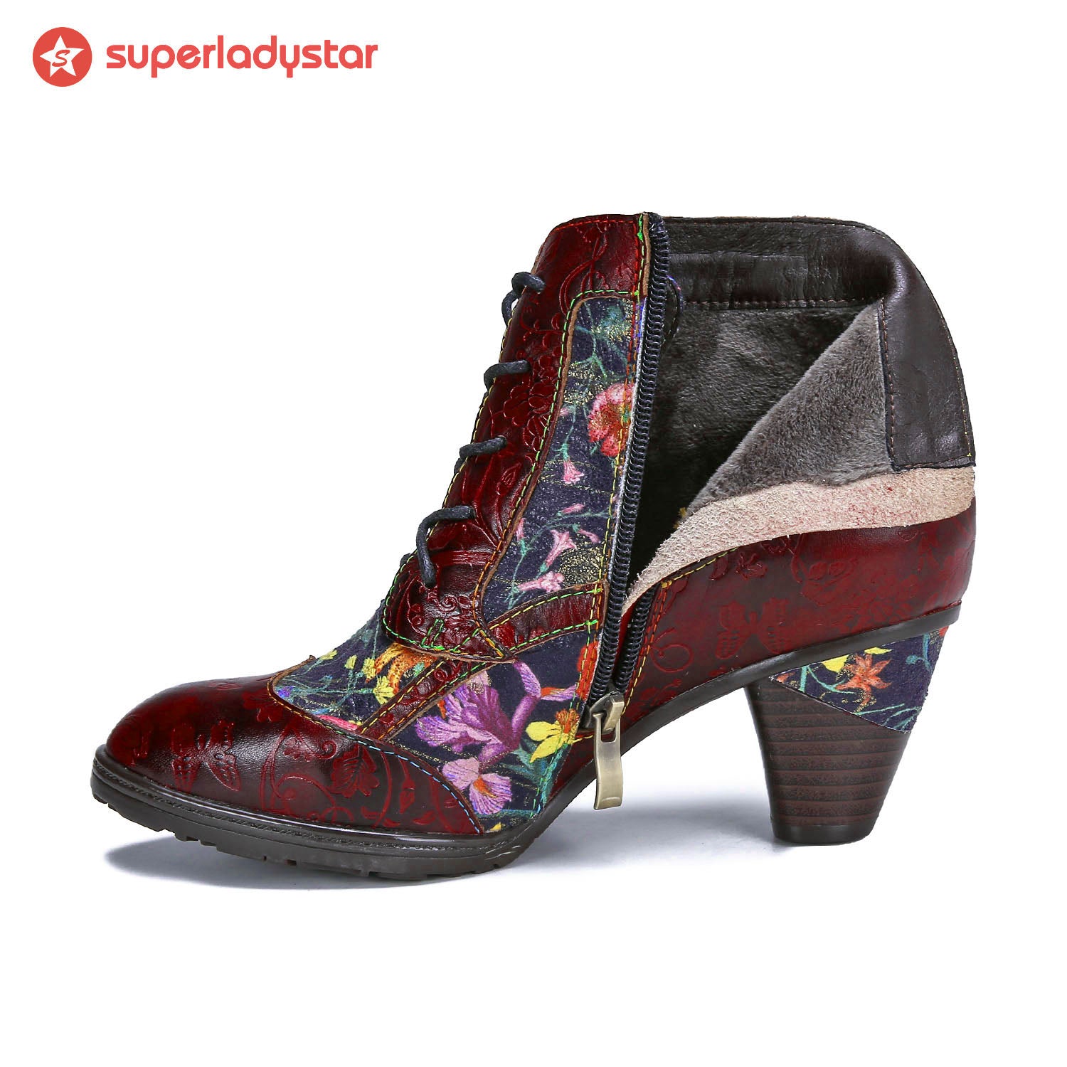 Retro Handmade Leather Patchwork Ankle Boots