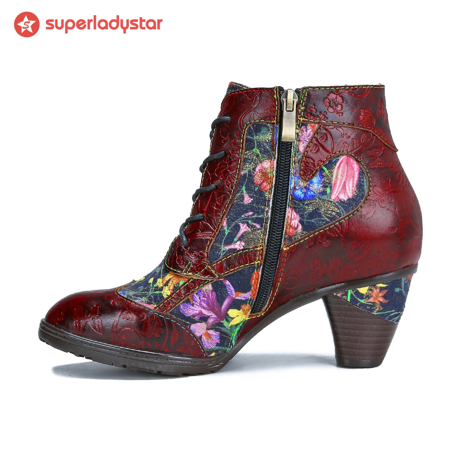 Retro Handmade Leather Patchwork Ankle Boots