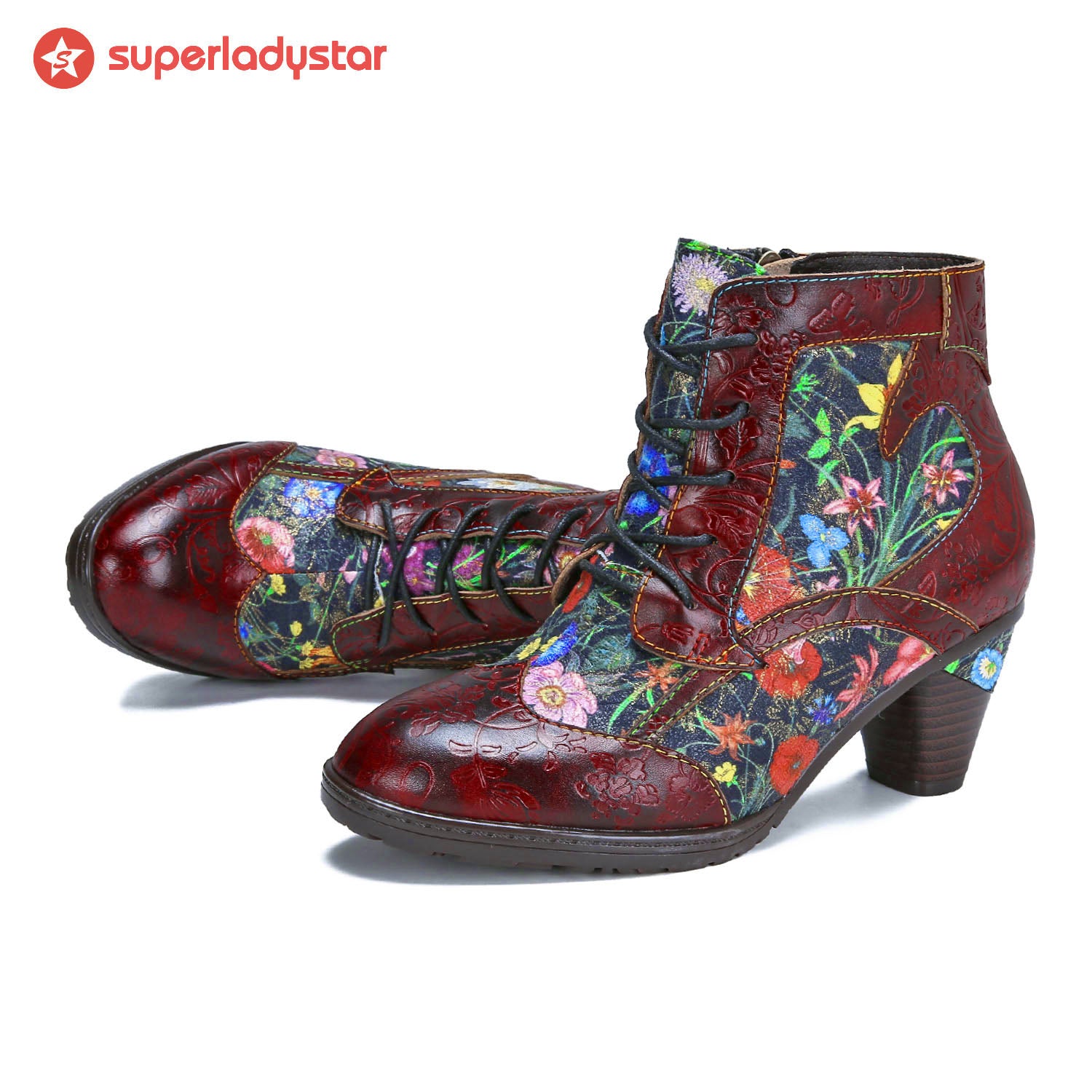 Retro Handmade Leather Patchwork Ankle Boots â superladystar