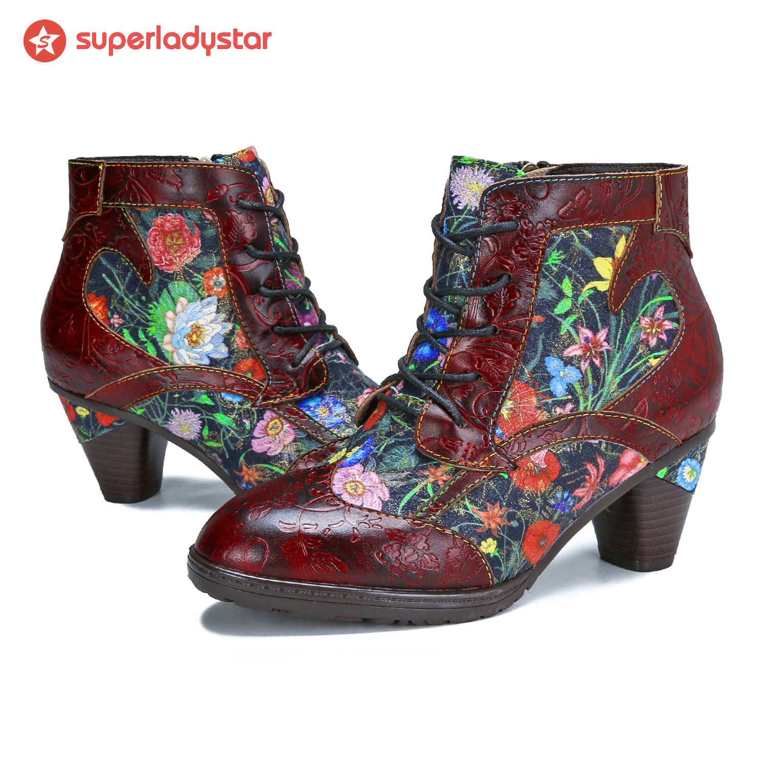 Retro Handmade Leather Patchwork Ankle Boots