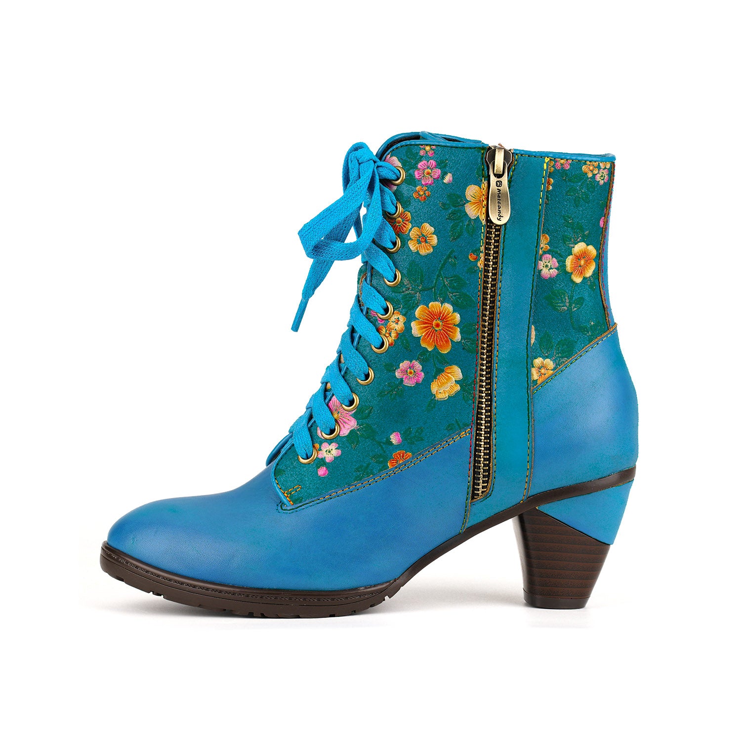 Floral Embroidered Vibrant Ankle Boots