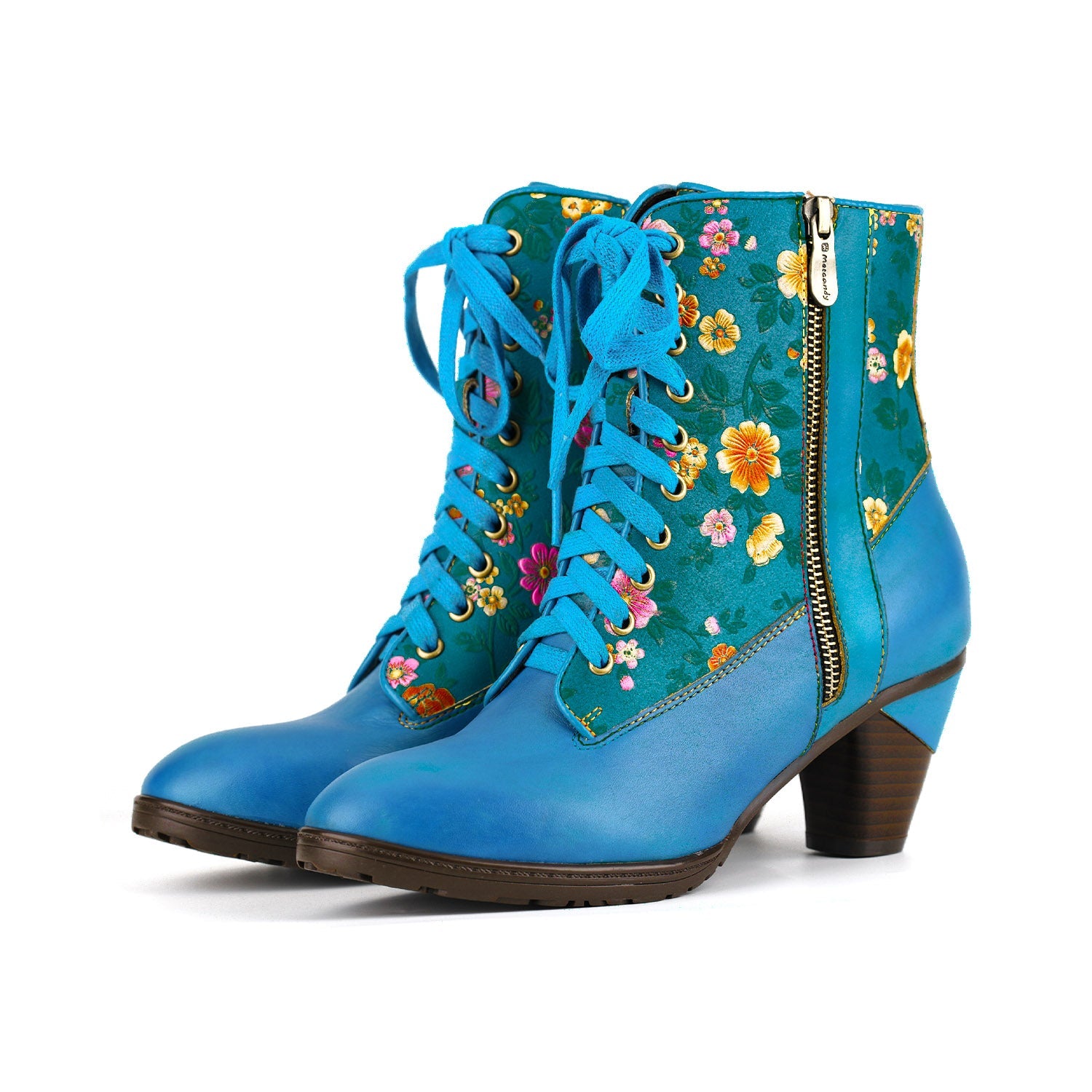 Floral Embroidered Vibrant Ankle Boots