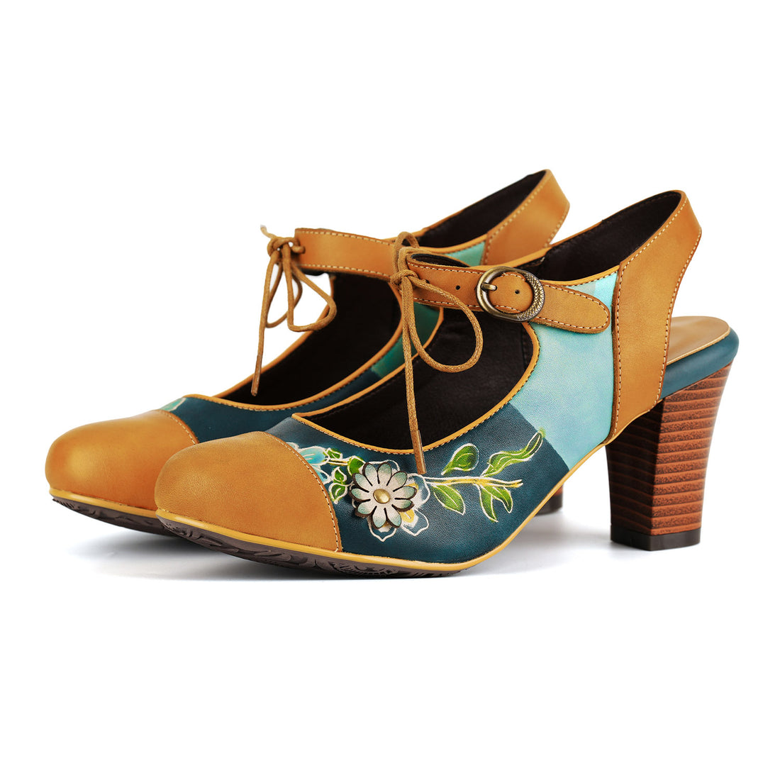 Grüne Blüte natürliche Eleganzsandalen (Vorbestellung)