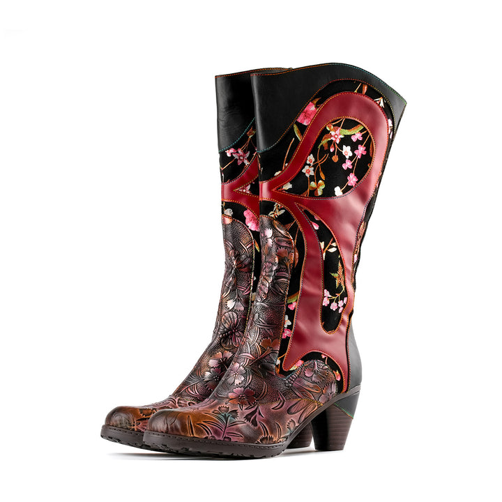 Retro Painted Genuine Leather Dragonfly Boots