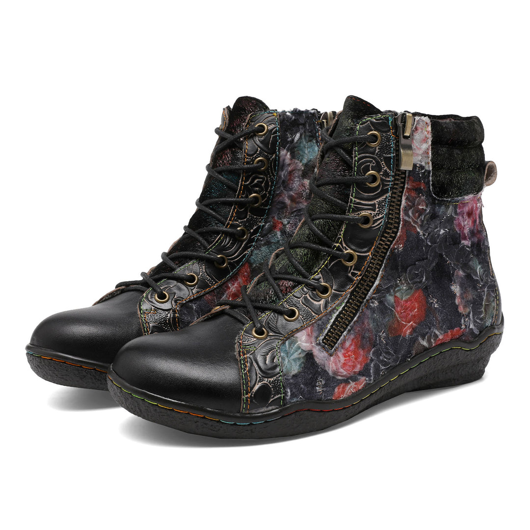 Handcrafted Vintage Stylish Comfort Printed Walking Boots