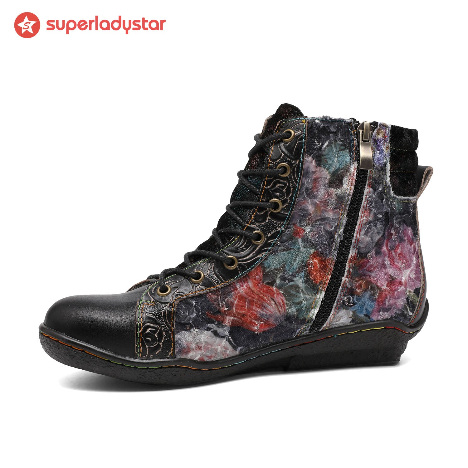 Handcrafted Vintage Stylish Comfort Printed Walking Boots