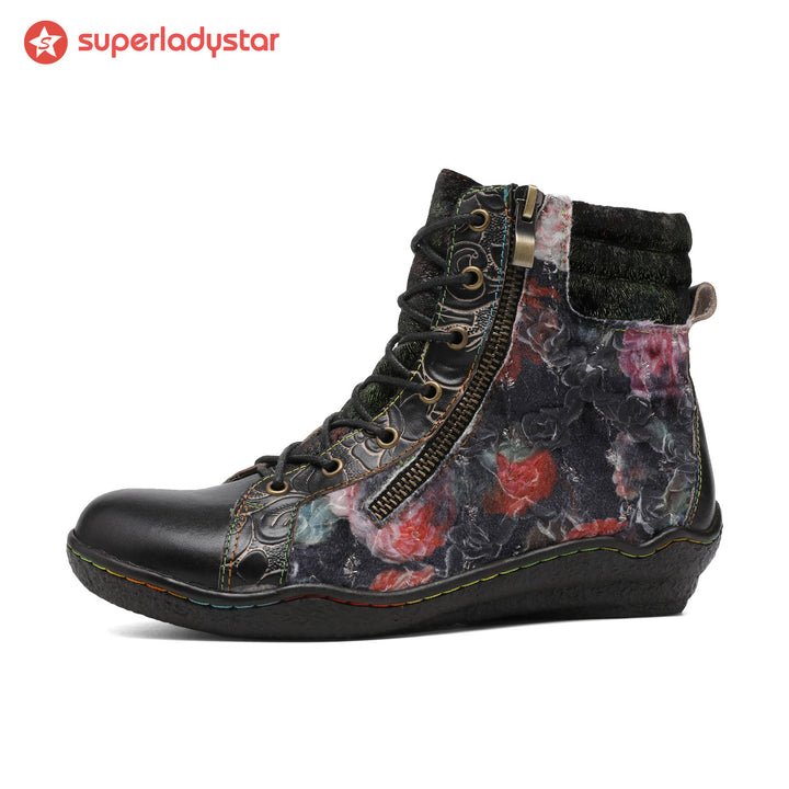 Handcrafted Vintage Stylish Comfort Printed Walking Boots