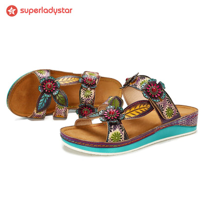 Printed Leather Handmade Sandals