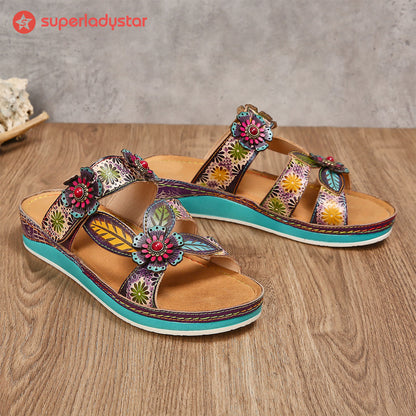 Printed Leather Handmade Sandals