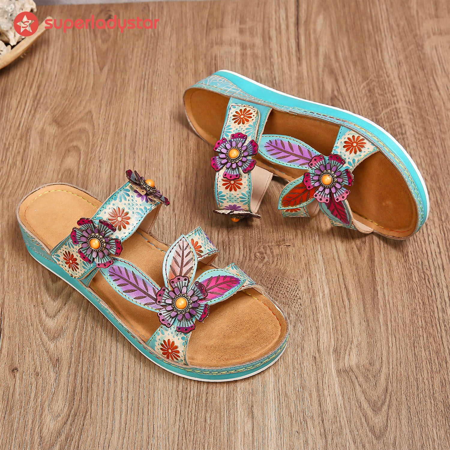 Printed Leather Handmade Sandals