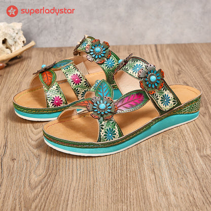 Printed Leather Handmade Sandals