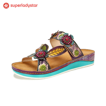 Printed Leather Handmade Sandals