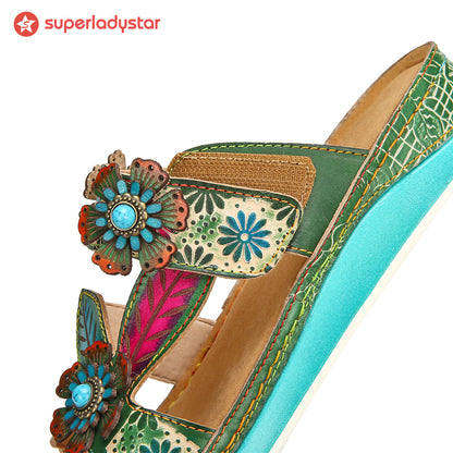 Printed Leather Handmade Sandals