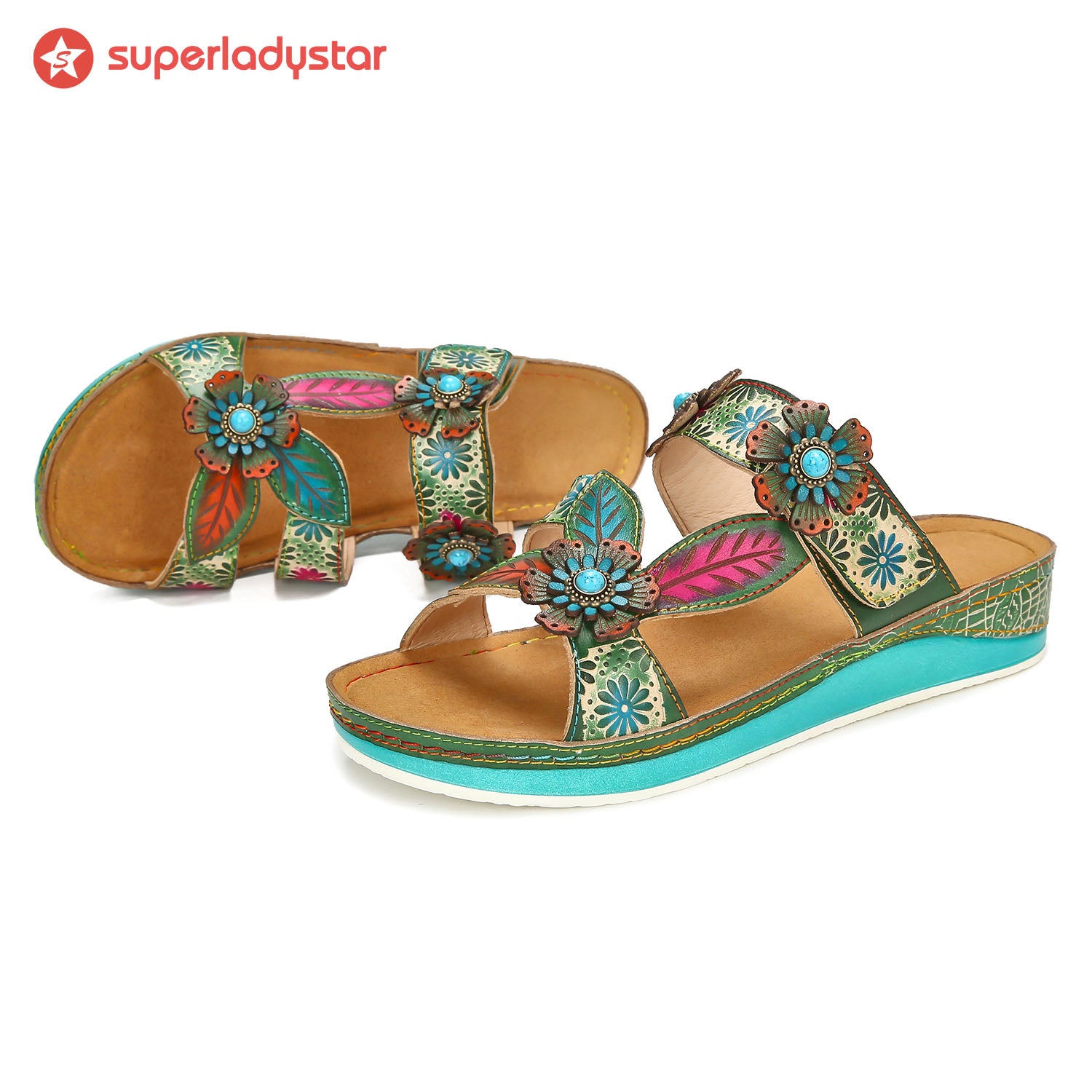 Printed Leather Handmade Sandals