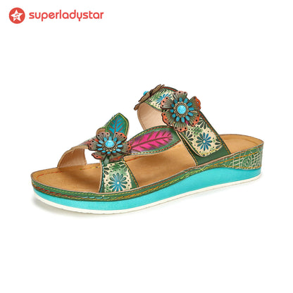 Printed Leather Handmade Sandals