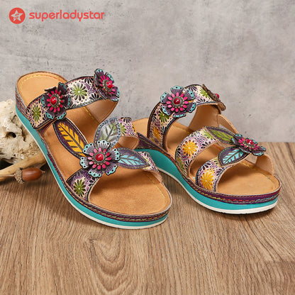 Printed Leather Handmade Sandals