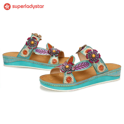 Printed Leather Handmade Sandals