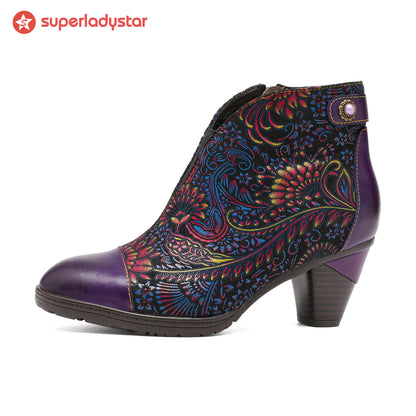 Hand-painted Soft Comfy Ankle Boots