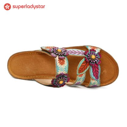 Printed Leather Handmade Sandals